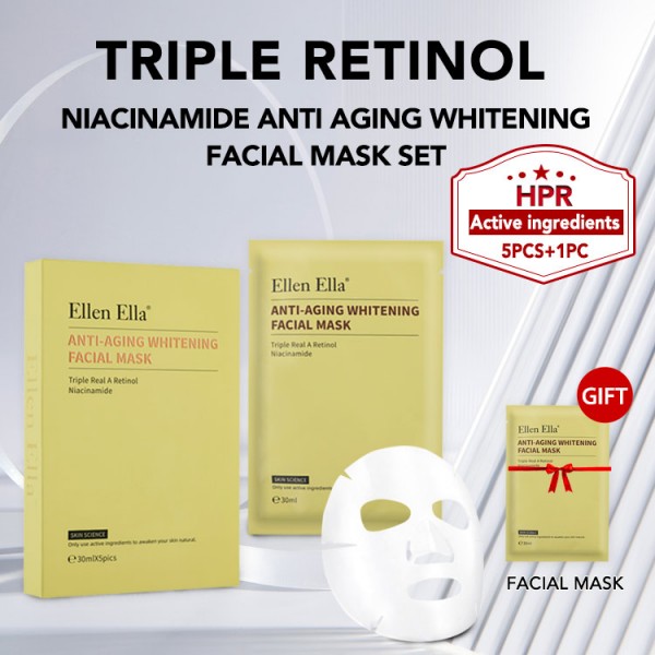 ELLEN ELLA Triple Retinol Niacinamide Anti Aging Whitening Facial Mask Set 5pcs