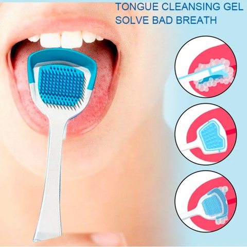 Tongue Cleaning Gel With Brush - Reduce Bad Breath, Healthy Oral Hygiene Brush -  For Adults and Kids