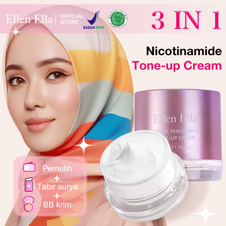 ELLEN ELLA 3-in-1 Tone Up Cream - whitening, sunscreen, and BB cream - Glass skin Tone-up Cream-SPF20+ PA++ - whitening lazy cream